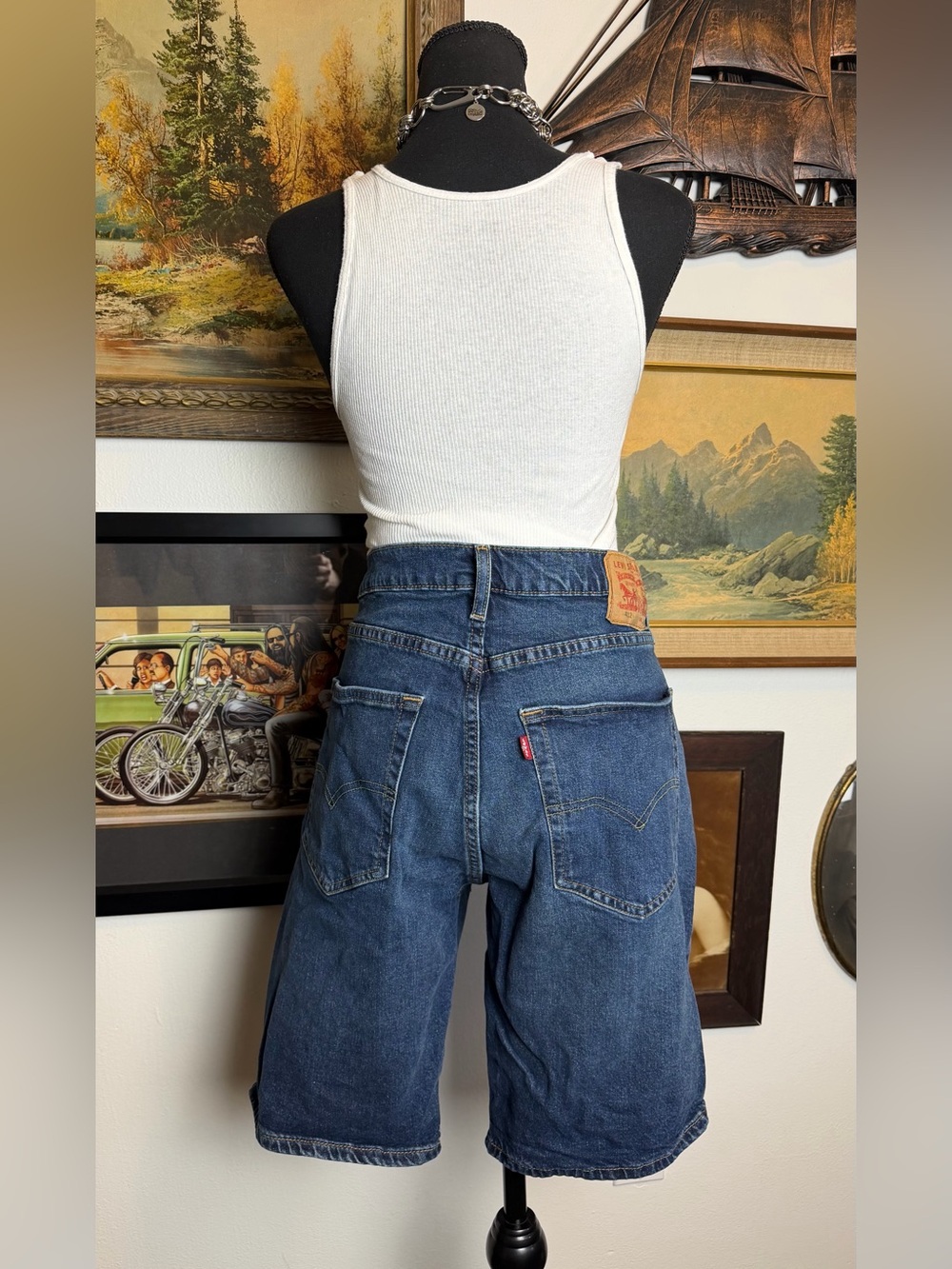 Y2K Levi's 412 Long Denim Shorts 33" W